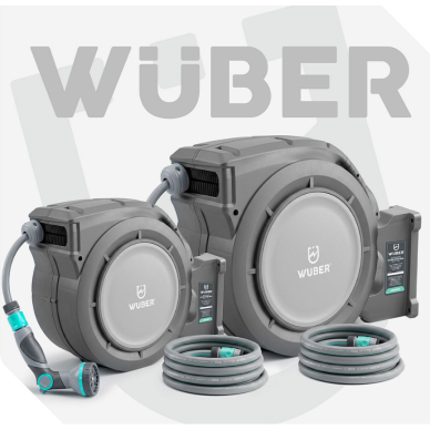 Automatinė sodo žarnos ritė WUBER 30 m su laikikliu 2 Automatinė sodo žarnos ritė WUBER 30 m su laikikliu 2