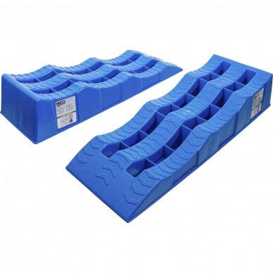 Automobilio rampų rinkinys 2vnt, plastikas, 3 užvažiavimo aukščiai BGS 74402 Automobilio rampų rinkinys 2vnt, plastikas, 3 užvažiavimo aukščiai BGS 74402