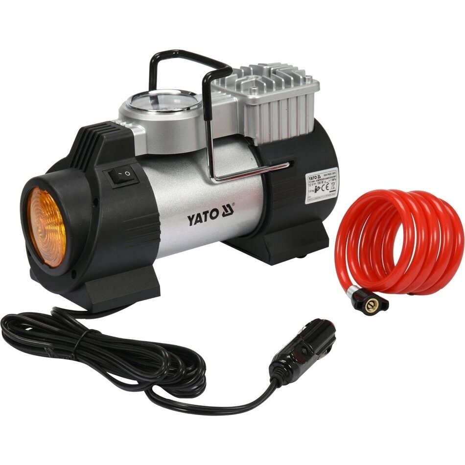 Automobilinis oro kompresorius su Led lempa 12V 180W Automobilinis oro kompresorius su Led lempa 12V 180W