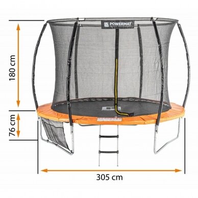 Batutas su vidiniu apsauginiu tinklu 305cm Batutas su vidiniu apsauginiu tinklu 305cm
