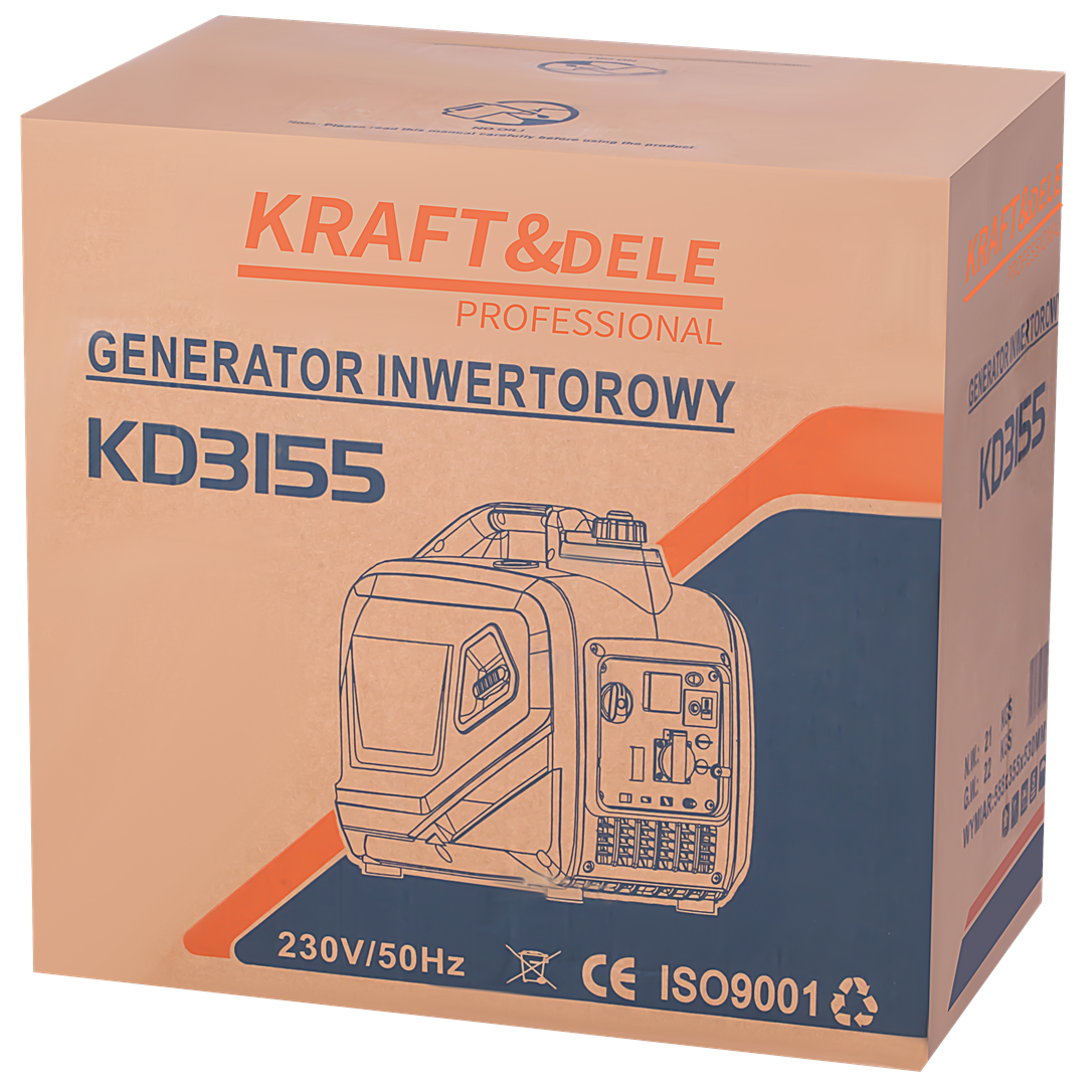 Benzininis inverterinis elektros generatorius 2.3kW / 2.6kW 230V Kraftdele 13