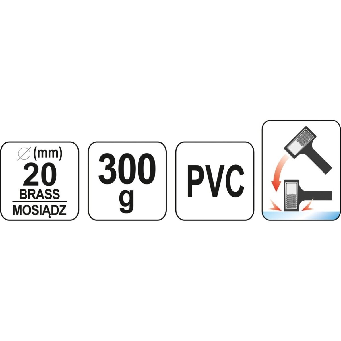 Beinercinis neatšokantis plaktukas žalvarinis antgalis 300 g Ø 20 mm YT-46190 YATO 3 Beinercinis neatšokantis plaktukas žalvarinis antgalis 300 g Ø 20 mm YT-46190 YATO 3