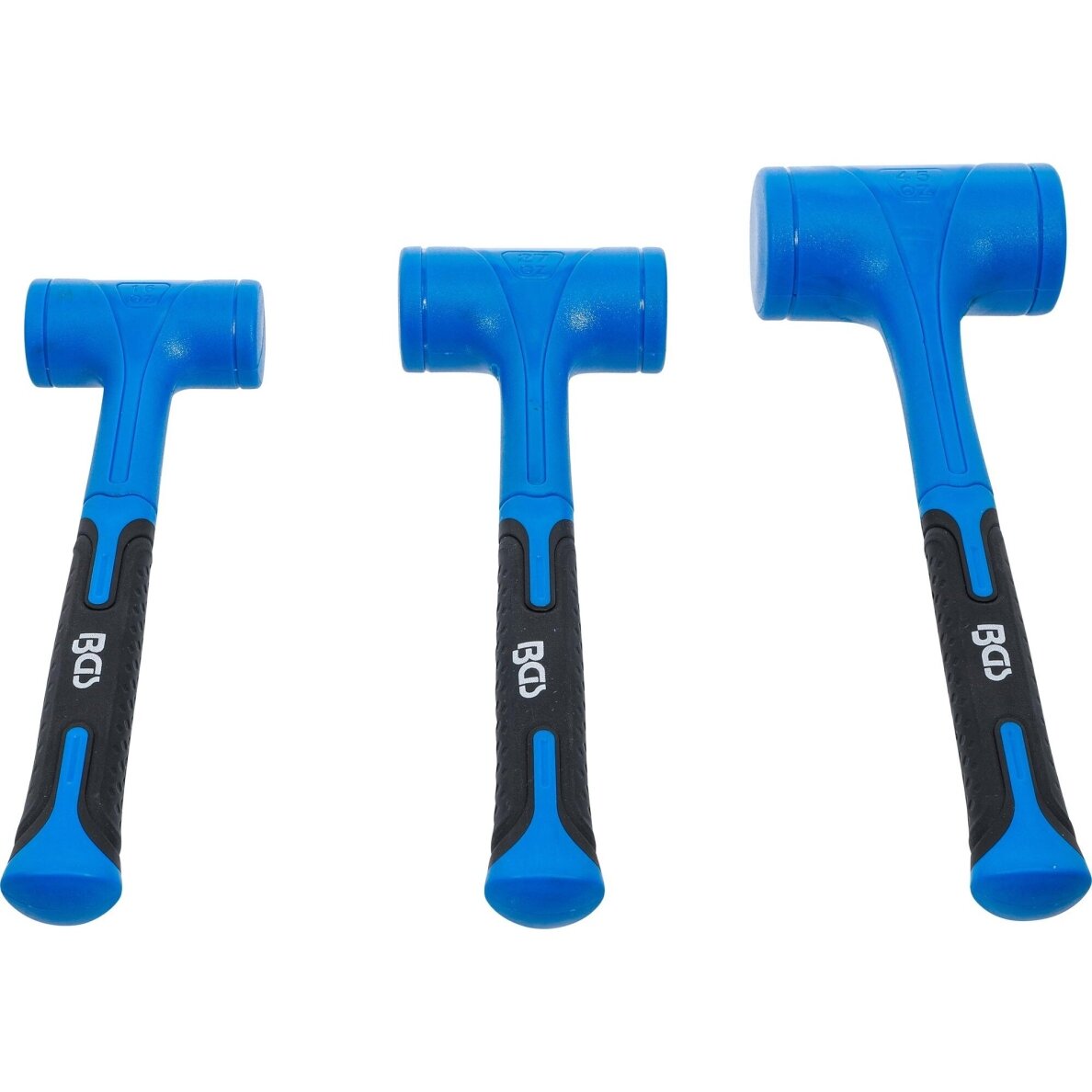 Beinercinių plaktukų rinkinys minkšta galvutė Ø 47 / 55 / 65 mm 450 / 765 / 1275 g 3 vnt. 74442B BGS Technik 3