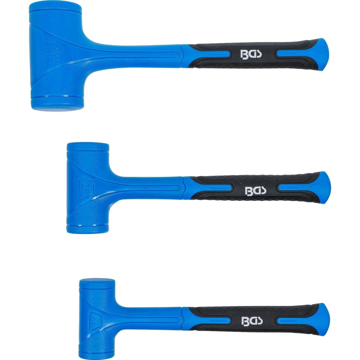 Beinercinių plaktukų rinkinys minkšta galvutė Ø 47 / 55 / 65 mm 450 / 765 / 1275 g 3 vnt. 74442B BGS Technik 4 Beinercinių plaktukų rinkinys minkšta galvutė Ø 47 / 55 / 65 mm 450 / 765 / 1275 g 3 vnt. 74442B BGS Technik 4