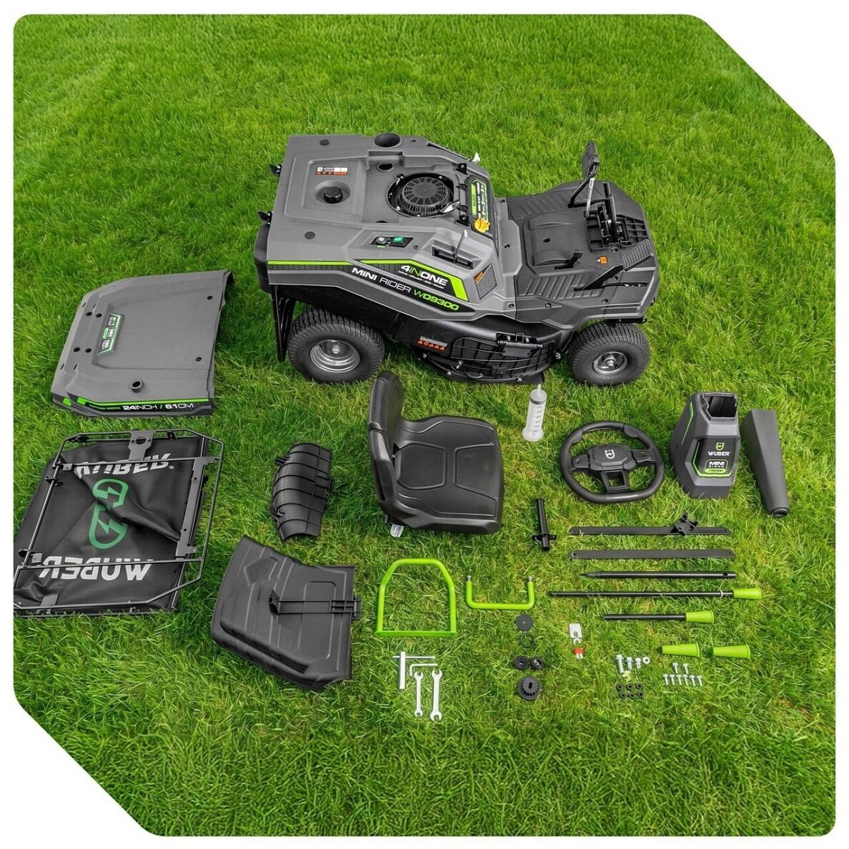 Benzininis sodo traktoriukas WUBER W09300 | 61 cm | 224 cm³ | 4,5 kW su surinkimu 4 Benzininis sodo traktoriukas WUBER W09300 | 61 cm | 224 cm³ | 4,5 kW su surinkimu 4