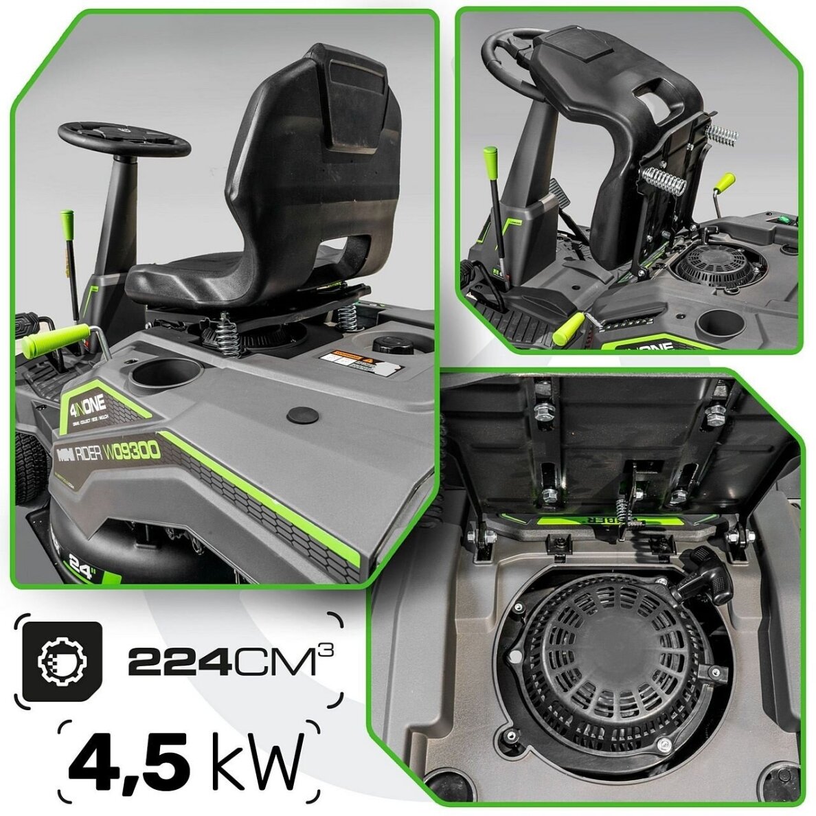 Benzininis sodo traktoriukas WUBER W09300 | 61 cm | 224 cm³ | 4,5 kW su surinkimu 5
