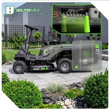 Benzininis sodo traktoriukas WUBER W09300 | 61 cm | 224 cm³ | 4,5 kW su surinkimu Benzininis sodo traktoriukas WUBER W09300 | 61 cm | 224 cm³ | 4,5 kW su surinkimu