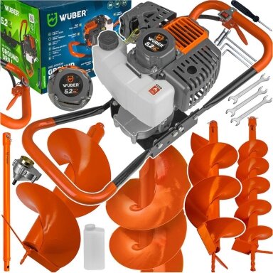 Benzininis žemės grąžtas 3,8kW + 3 grąžtai WUBER WR-GD-520 Benzininis žemės grąžtas 3,8kW + 3 grąžtai WUBER WR-GD-520
