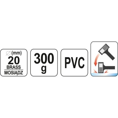 Beinercinis neatšokantis plaktukas žalvarinis antgalis 300 g Ø 20 mm YT-46190 YATO 3 Beinercinis neatšokantis plaktukas žalvarinis antgalis 300 g Ø 20 mm YT-46190 YATO 3