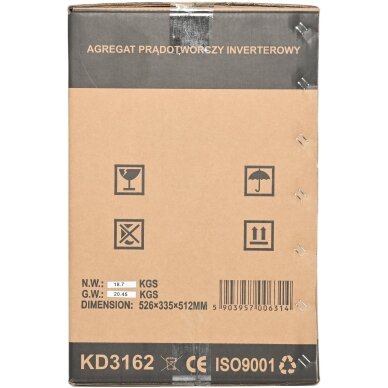 Benzininis inverterinis generatorius 2.3kW / 2.5kW Kraftdele KD3162 11 Benzininis inverterinis generatorius 2.3kW / 2.5kW Kraftdele KD3162 11