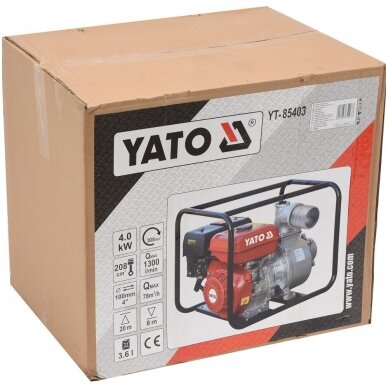 Benzininis vandens siurblys 4", 4kW YATO 3 Benzininis vandens siurblys 4", 4kW YATO 3