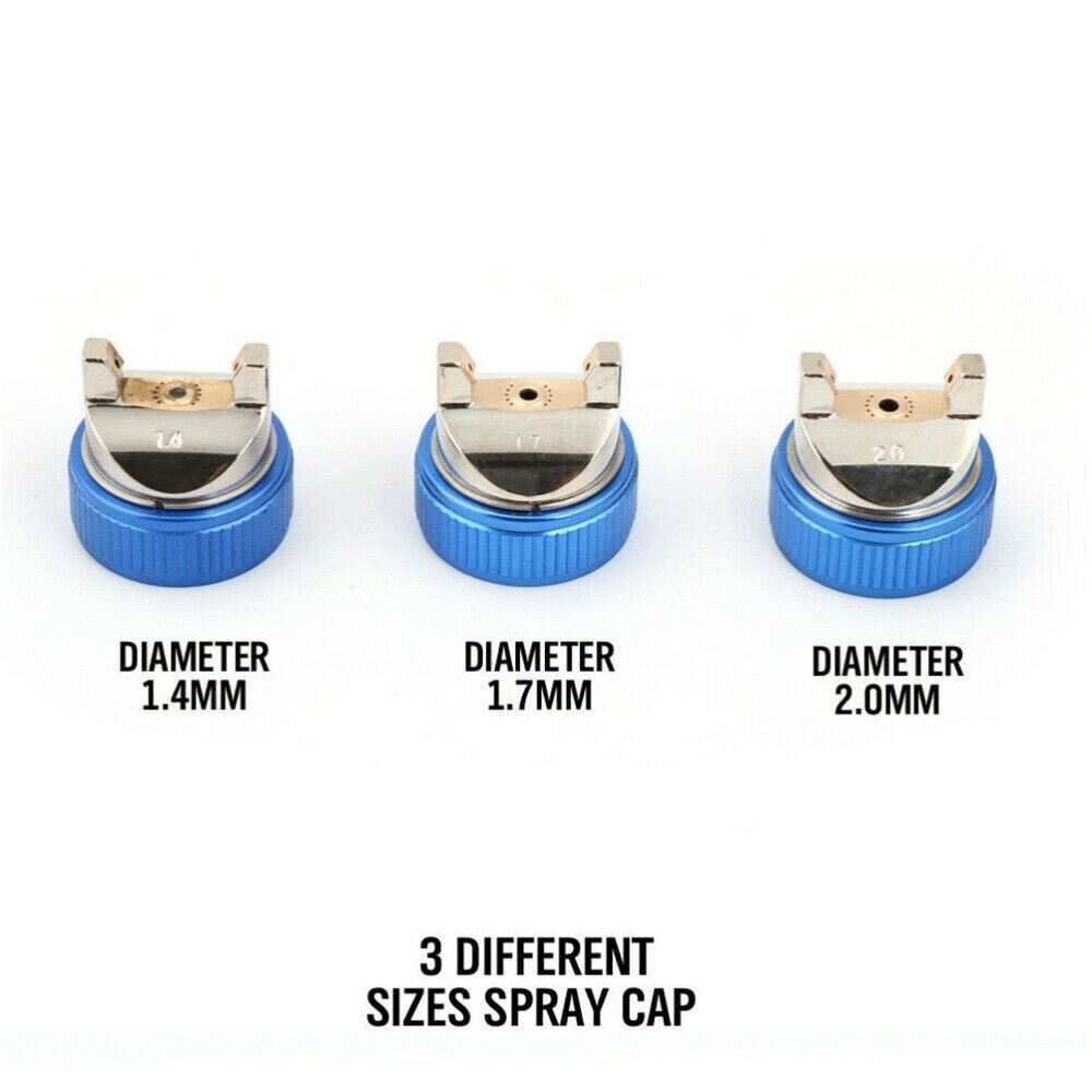 Dažymo pistoletas su aksesuarais HVLP 600 cm³ Ø 1.4 mm / Ø 1.7 mm / Ø 2.0 mm 5 Dažymo pistoletas su aksesuarais HVLP 600 cm³ Ø 1.4 mm / Ø 1.7 mm / Ø 2.0 mm 5