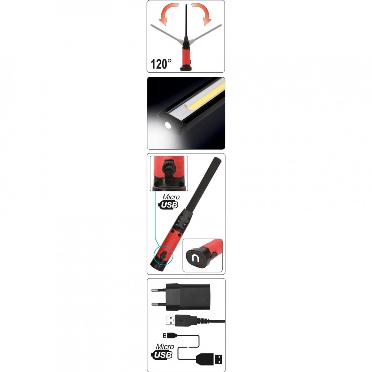 Darbo lempa akumuliatorinė lanksti, labai plona, COB-LED, 5W + 3W 3 Darbo lempa akumuliatorinė lanksti, labai plona, COB-LED, 5W + 3W 3