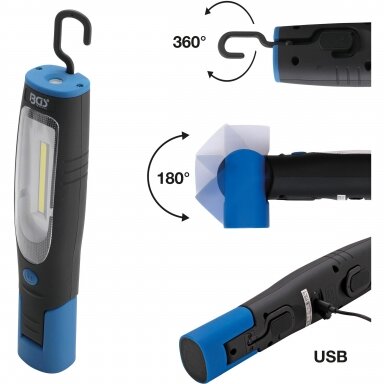 Darbo lempa su magnetu ir kabliu COB LED BGS 85324 Darbo lempa su magnetu ir kabliu COB LED BGS 85324