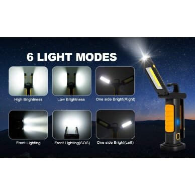 Darbo lempa akumuliatorinė COB chip + CREE XPG 2 COB 1200 lm 6