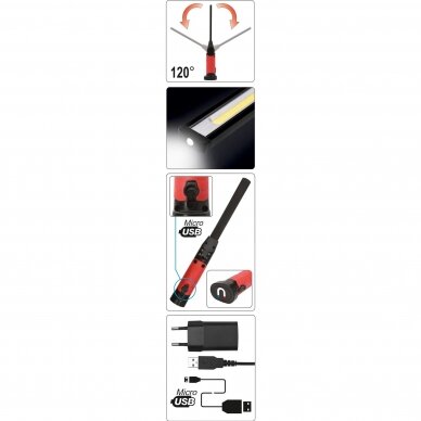 Darbo lempa akumuliatorinė lanksti, labai plona, COB-LED, 5W + 3W 3 Darbo lempa akumuliatorinė lanksti, labai plona, COB-LED, 5W + 3W 3