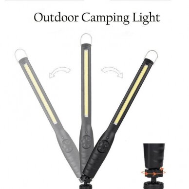 Darbo lempa COB-LED, itin plokščia, magnetinė, daug padėčių USB CSW581 3