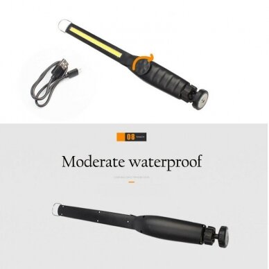 Darbo lempa COB-LED, itin plokščia, magnetinė, daug padėčių USB CSW581 8