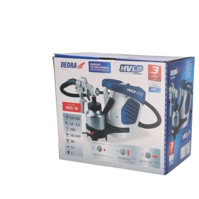 Dažymo pistoletas su kompresoriumi 1L talpa ir 2 purkštukais 600 W HVLP DEDRA DED7413 7 Dažymo pistoletas su kompresoriumi 1L talpa ir 2 purkštukais 600 W HVLP DEDRA DED7413 7