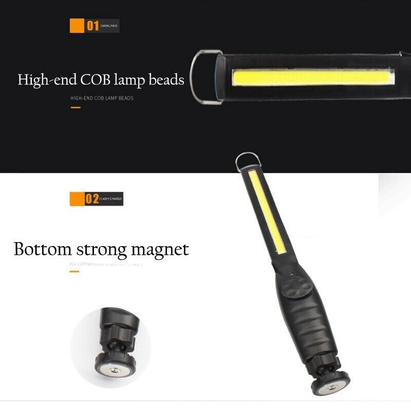 Darbo lempa COB-LED, itin plokščia, magnetinė, daug padėčių USB CSW581 9