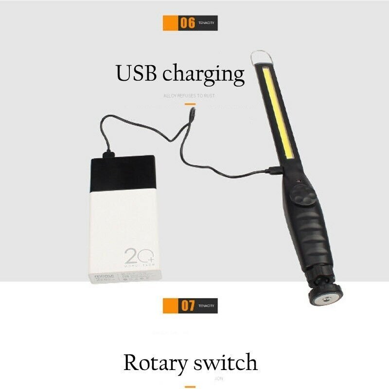 Darbo lempa COB-LED, itin plokščia, magnetinė, daug padėčių USB CSW581 7