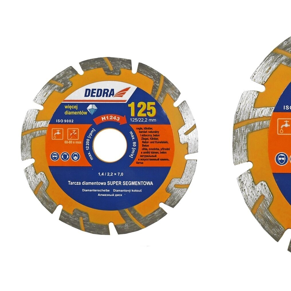 Deimantinis segmentinis diskas 125mm Super TURBO armuotam betonui ir akmeniui DEDRA H1243 1 Deimantinis segmentinis diskas 125mm Super TURBO armuotam betonui ir akmeniui DEDRA H1243 1