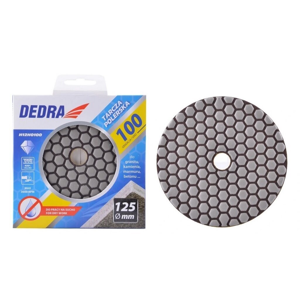 Deimantinis akmens poliravimo diskas 125mm P100, sausam poliravimui Dedra H12H0100 1