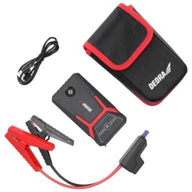 Nešiojamas įkroviklis DEDRA DEPP0800 – Power bank 8000mAh su variklio užvedimo funkcija, LED žibintuvėliu ir Quick Charge