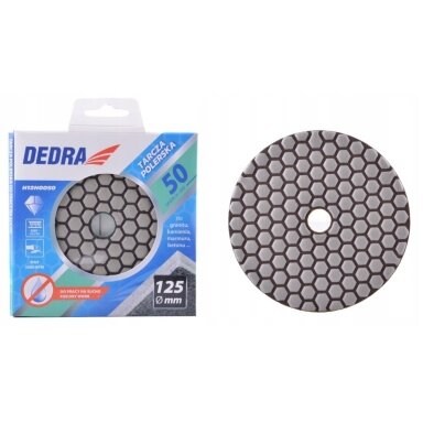 Deimantinis akmens poliravimo diskas 125mm P50, sausam poliravimui Dedra H12H0050 Deimantinis akmens poliravimo diskas 125mm P50, sausam poliravimui Dedra H12H0050
