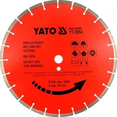 Deimantinis pjovimo diskas betonui, klinkeriui 450x25.4mm YATO YT-5956