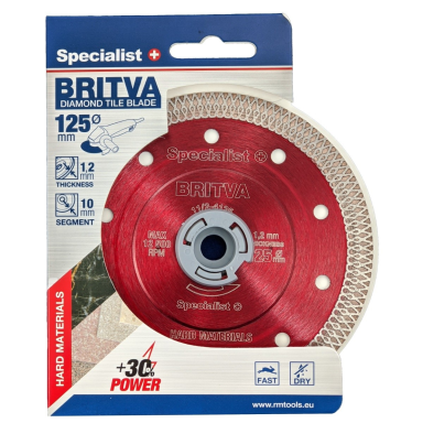 Deimantinis pjovimo diskas SPECIALIST+ Britva, 125 x 1,2 x 22 mm, keramikai, akmens masei Deimantinis pjovimo diskas SPECIALIST+ Britva, 125 x 1,2 x 22 mm, keramikai, akmens masei