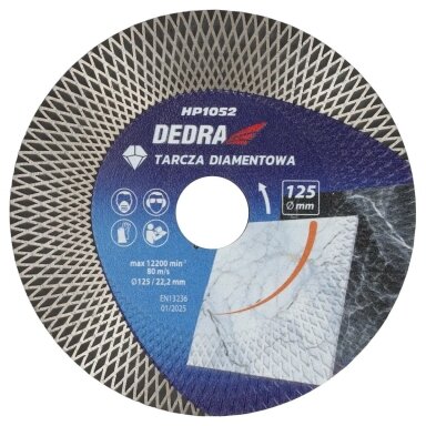 Deimantinis pjovimo ir šlifavimo diskas šlapiai ir sausai 125mm DEDRA H1052 Deimantinis pjovimo ir šlifavimo diskas šlapiai ir sausai 125mm DEDRA H1052