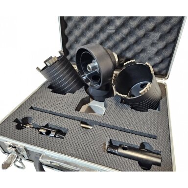 Deimantinių karūnų grąžtų rinkinys SDS 68 - 82 mm dulkių nusiurbimas SR001 ESSEN TOOLS Deimantinių karūnų grąžtų rinkinys SDS 68 - 82 mm dulkių nusiurbimas SR001 ESSEN TOOLS
