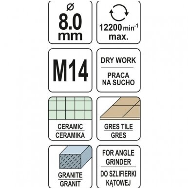 Deimantinė karūnėlė kampiniam šlifuokliui M14, 6-68mm 1 Deimantinė karūnėlė kampiniam šlifuokliui M14, 6-68mm 1