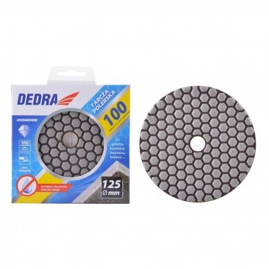 Deimantinis akmens poliravimo diskas 125mm P100, sausam poliravimui Dedra H12H0100 1