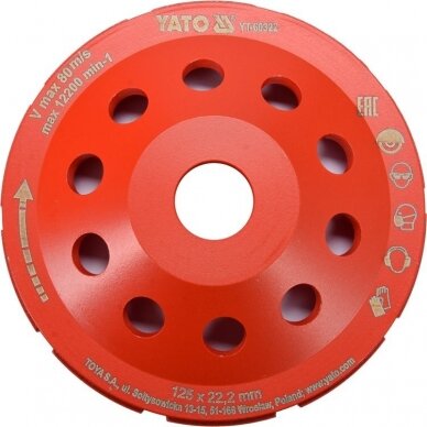 Deimantinis šlifavimo diskas lėkštės tipo M14x125mm YATO 1 Deimantinis šlifavimo diskas lėkštės tipo M14x125mm YATO 1