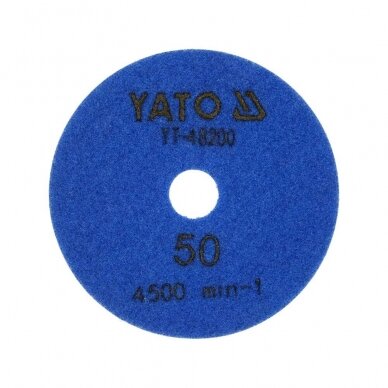 Deimantinis šlifavimo poliravimo diskas akmens masei granitui betonui YATO, 100 mm, P50 1 Deimantinis šlifavimo poliravimo diskas akmens masei granitui betonui YATO, 100 mm, P50 1