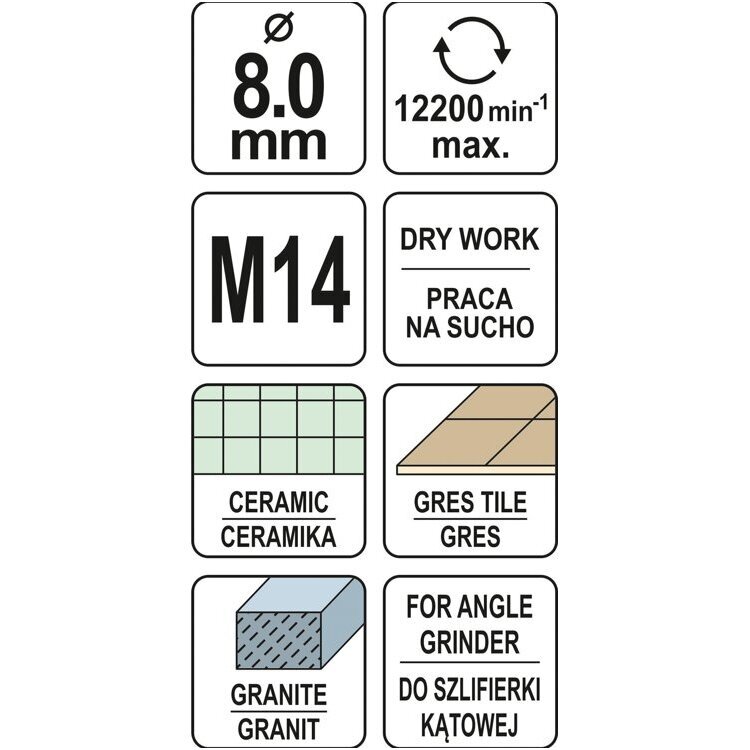 Deimantinė karūnėlė kampiniam šlifuokliui M14, 6-68mm 1 Deimantinė karūnėlė kampiniam šlifuokliui M14, 6-68mm 1