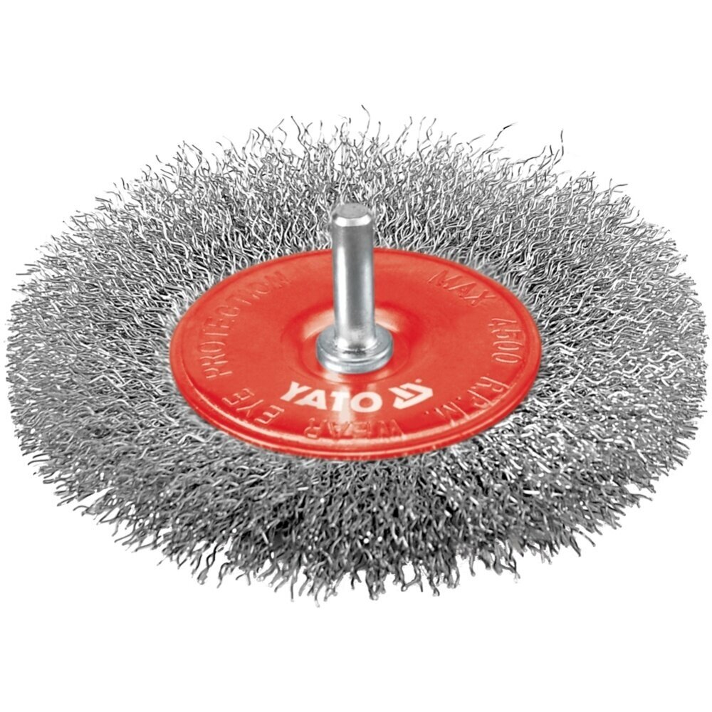 Diskinis šepetys su kotu nerūdijantis plienas INOX 100mm YATO Diskinis šepetys su kotu nerūdijantis plienas INOX 100mm YATO
