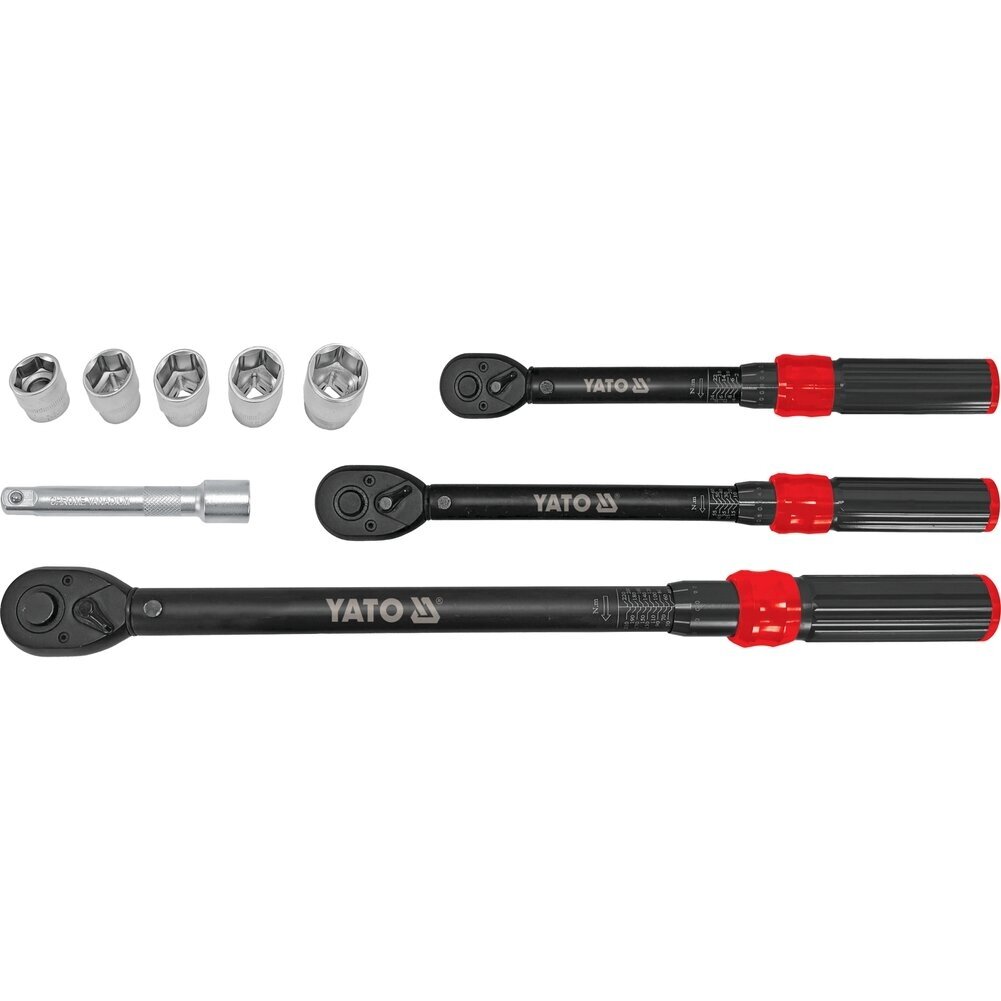 Dinamometrinių raktų 1/4", 3/8", 1/2" ir galvučių 17-24 mm rinkinys | 9 vnt YATO 6