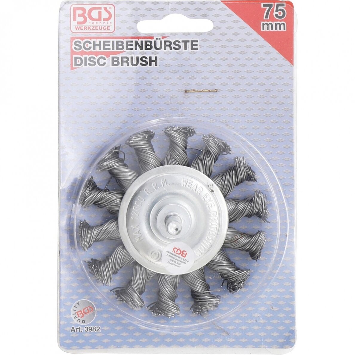 Diskinis šepetys susuktas Ø75mm ant 6mm koto BGS 2 Diskinis šepetys susuktas Ø75mm ant 6mm koto BGS 2