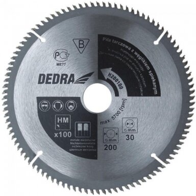 Diskinis pjūklas aliuminiui  su kietmetaliu 100d. 250x30mm DEDRA H250100