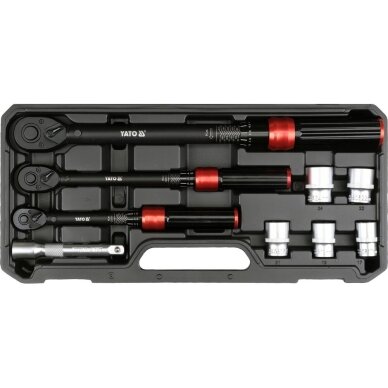Dinamometrinių raktų 1/4", 3/8", 1/2" ir galvučių 17-24 mm rinkinys | 9 vnt YATO 1