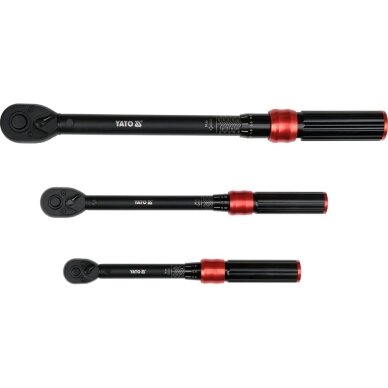 Dinamometrinių raktų 1/4", 3/8", 1/2" ir galvučių 17-24 mm rinkinys | 9 vnt YATO 2