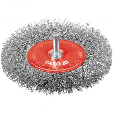 Diskinis šepetys su kotu nerūdijantis plienas INOX 100mm YATO Diskinis šepetys su kotu nerūdijantis plienas INOX 100mm YATO