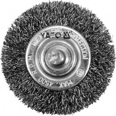 Diskinis šepetys su kotu nerūdijantis plienas INOX 50mm YATO 1 Diskinis šepetys su kotu nerūdijantis plienas INOX 50mm YATO 1