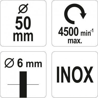 Diskinis šepetys su kotu nerūdijantis plienas INOX 50mm YATO 3 Diskinis šepetys su kotu nerūdijantis plienas INOX 50mm YATO 3