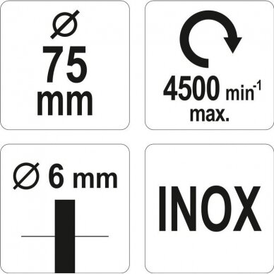 Diskinis šepetys su kotu nerūdijantis plienas INOX 75mm YATO 3 Diskinis šepetys su kotu nerūdijantis plienas INOX 75mm YATO 3