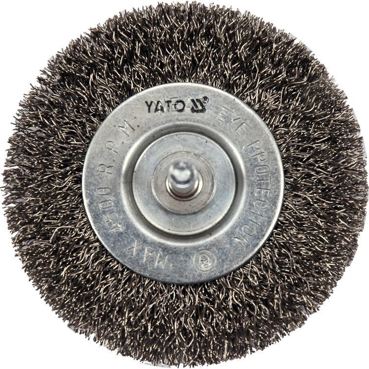 Diskinis šepetys su kotu nerūdijantis plienas INOX 75mm YATO 1 Diskinis šepetys su kotu nerūdijantis plienas INOX 75mm YATO 1