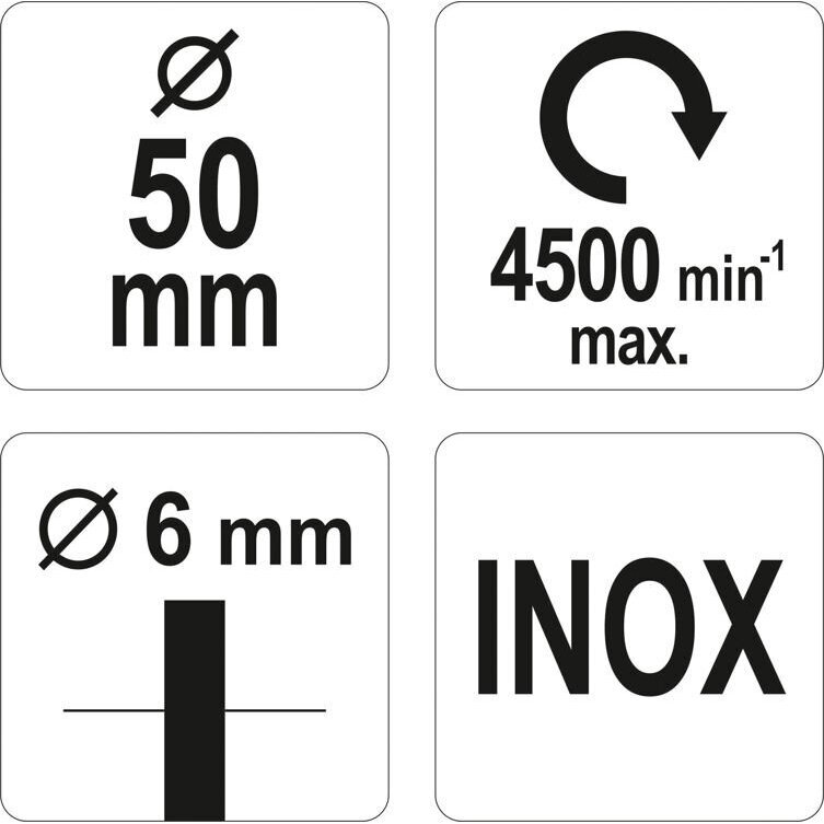 Diskinis šepetys su kotu nerūdijantis plienas INOX 50mm YATO 3 Diskinis šepetys su kotu nerūdijantis plienas INOX 50mm YATO 3